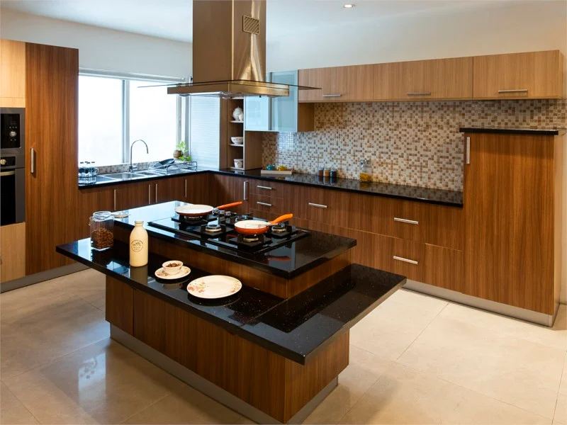 Classic Woody Touch Island Modular Kitchen